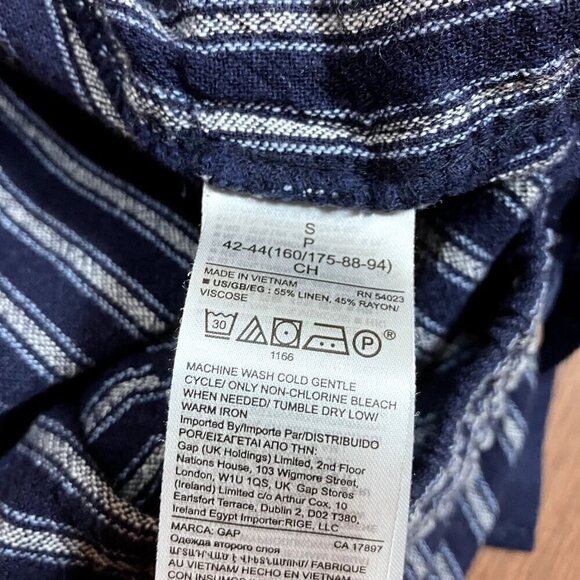 GAP Pull-on Linen Blend Navy Striped Shorts Size S - Picture 4 of 6